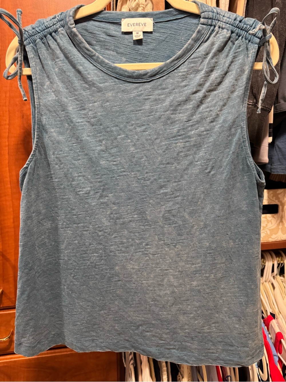 Evereve Blue Tie-Shoulder Sleeveless Tank